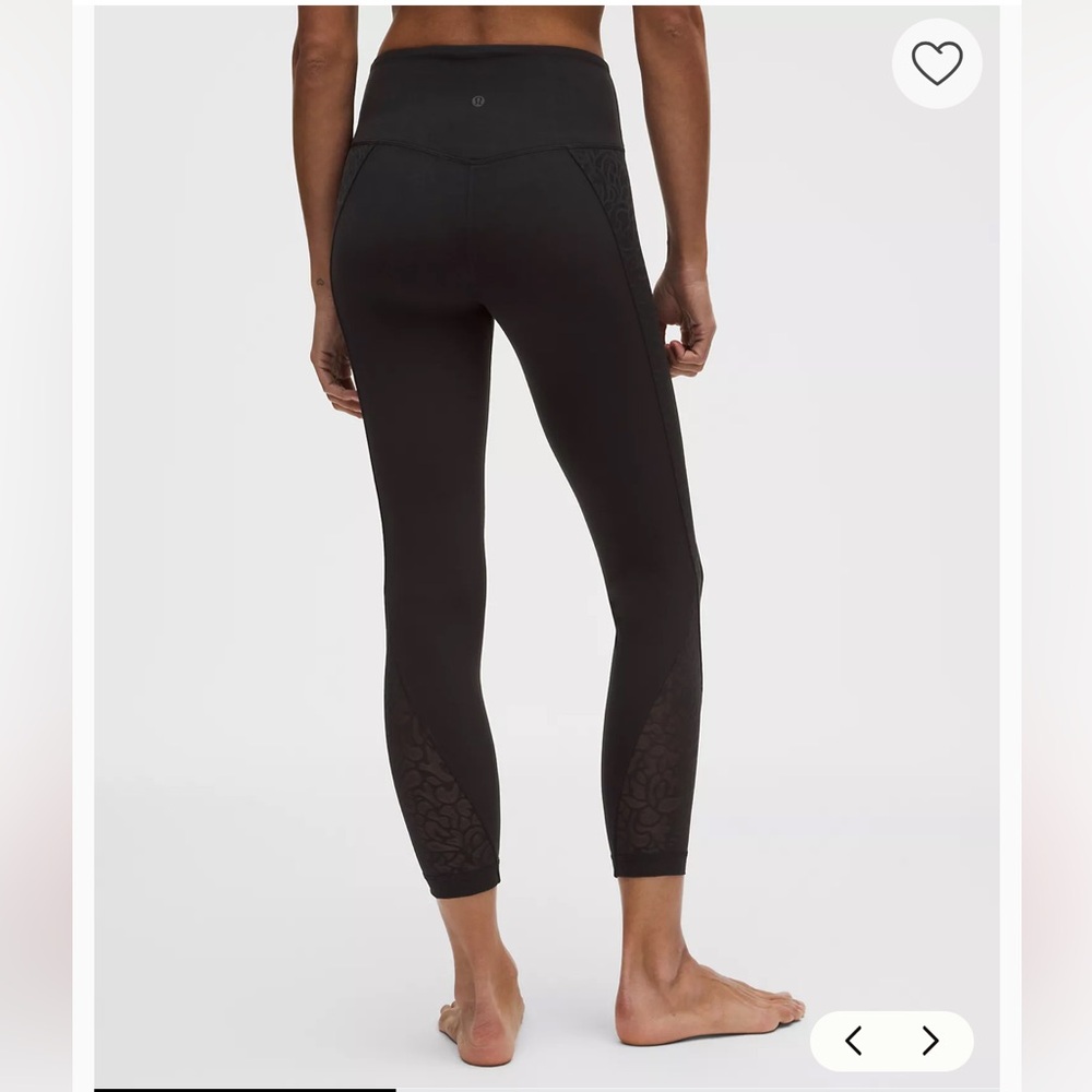 Lululemon Paisley Lace Overlay Tight 25" Leggings Pants Black Women’s Size 8 - Picture 5 of 10